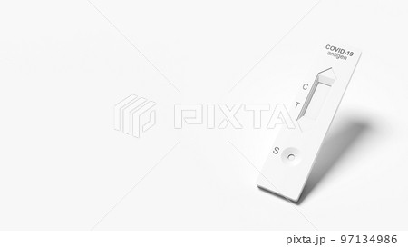 Corona virus antigen fast test. Lab card kit test for COVID-19. 3d illustration 97134986