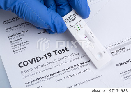 Negative test result by using rapid test device for COVID-19. 97134988