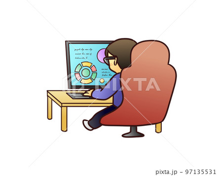 PCに向かうオンラインゲーマー　または　トレーダー　または　SE 97135531