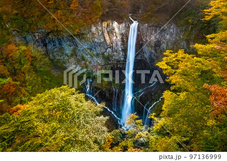 Scenic view of Kegon Falls at fall in Nikko Japan 97136999