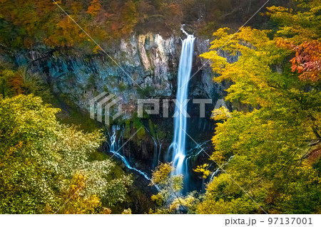Scenic view of Kegon Falls at fall in Nikko Japan 97137001