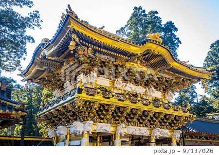 Golden Yomeimon Gate at Toshogu Shrine in Nikko Japan 97137026