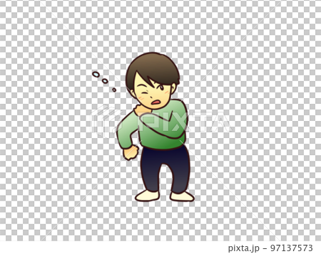 肩こりに悩む立ち姿の男性全身 97137573