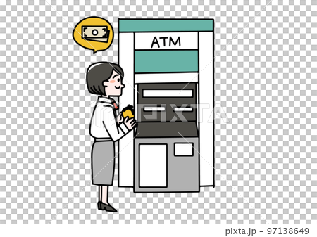 試圖在 ATM 取款的女人 試圖在 ATM 取款的女人 97138649
