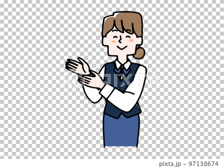 A woman in uniform introducing products (color) A woman in uniform introducing products (color) 97138674