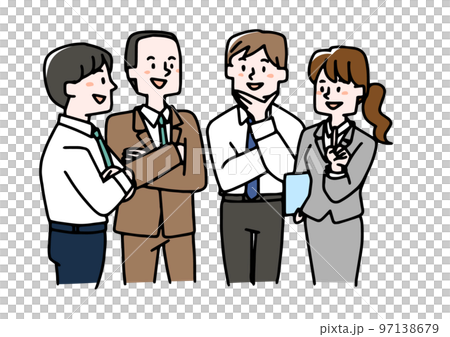 Four businessmen having a conversation (color) - Stock Illustration ...