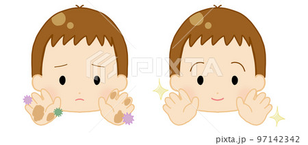 手が汚れた赤ちゃんのビフォーアフター 97142342