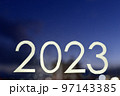 【背景素材】夜景と2023年の文字 97143385