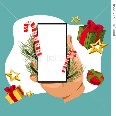 Winter End of Season Sale Background Design. Landing page template of Social media marketing. Modern flat design concept of web page design for website and mobile website. Easy to edit and customize 97143450