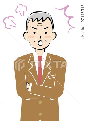 怒っているスーツ姿のシニア男性	 97143518