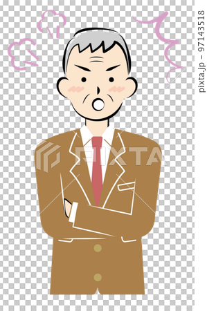 怒っているスーツ姿のシニア男性	 97143518