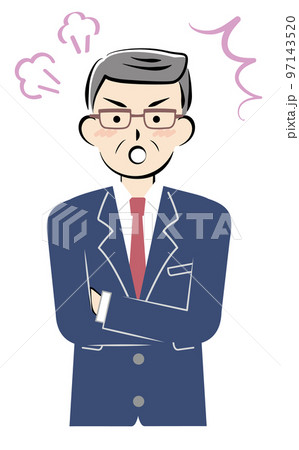 怒っているスーツ姿のシニア男性	 97143520