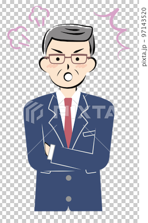 怒っているスーツ姿のシニア男性	 97143520