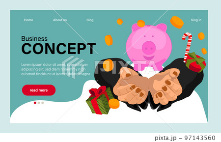 Winter End of Season Sale Background Design. Landing page template of Social media marketing. Modern flat design concept of web page design for website and mobile website. Easy to edit and customize 97143560