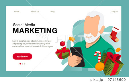 Winter End of Season Sale Background Design. Landing page template of Social media marketing. Modern flat design concept of web page design for website and mobile website. Easy to edit and customize 97143600