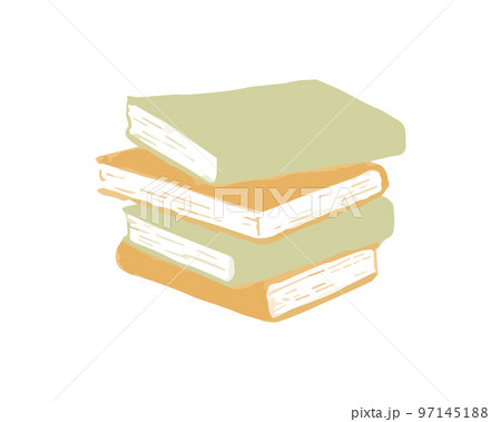 積読　積まれた本　積ん読　イラスト 97145188