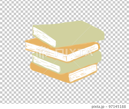 積読　積まれた本　積ん読　イラスト 97145188