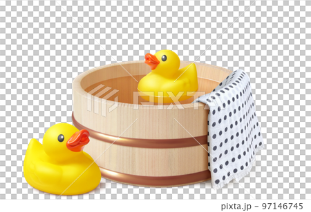 Bath tub duck illustration realistic 97146745