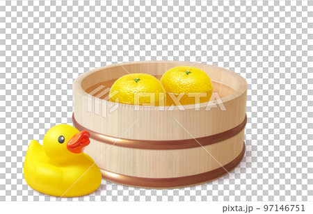 Yuzu hot water bucket illustration realistic Yuzu hot water bucket illustration realistic 97146751