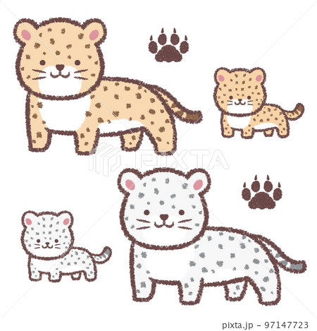ヒョウ親子とユキヒョウ親子セット 97147723