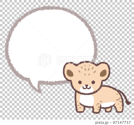 Lion child and speech bubble line drawing Lion child and speech bubble line drawing 97147737