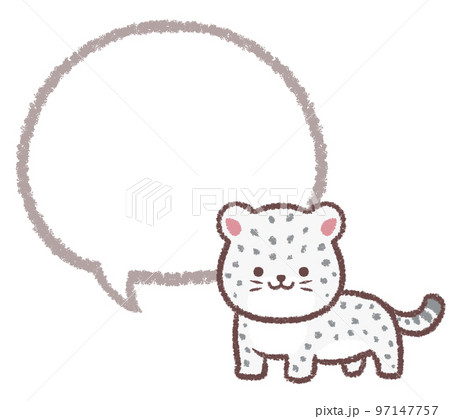 ユキヒョウの子供と吹き出し線画 ユキヒョウの子供と吹き出し線画 97147757