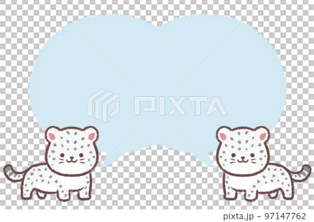 Multiple snow leopard cubs and speech bubble 97147762