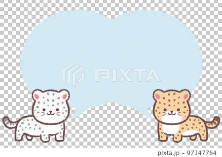 ヒョウとユキヒョウの子供と吹き出し 97147764
