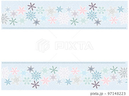 雪の結晶のフレーム 上下ライン 97148223