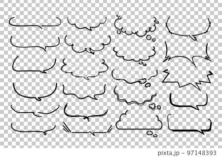 下半分のハーフ吹き出しセット（太めの線画） 97148393