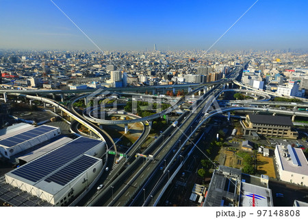 【大阪府】晴天の東大阪ジャンクション 【大阪府】晴天の東大阪ジャンクション 97148808