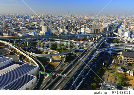 【大阪府】晴天の東大阪ジャンクション 97148811