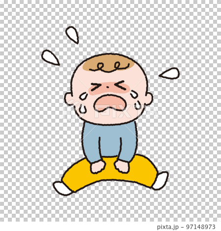 Crying baby color line drawing 97148973