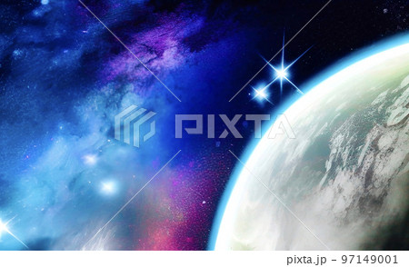 幻想的で美しい宇宙の背景素材 97149001
