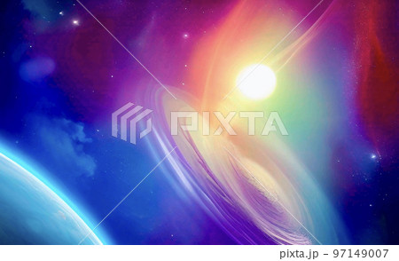 幻想的で美しい宇宙の背景素材 97149007