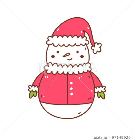 Cute snowman in a Christmas costume 97149926