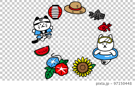 貓狗英文夏日八月畫框（簡單） 97150448