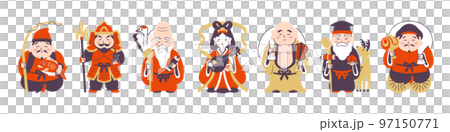 Seven Lucky Gods Set Simple Color 97150771