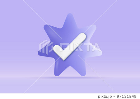 3d check mark success icon Isolated on light blue background. Realistic star sign tick, checkbox, accept, agree 3d vector rendering illustration. 3d check mark success icon Isolated on light blue background. Realistic star sign tick, checkbox, accept, agree 3d vector rendering illustration. 97151849
