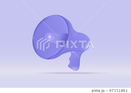3d megaphone speaker flash lightning symbol Isolated on light blue background. Realistic loudspeaker bullhorn 3d vector rendering illustration. 97151861