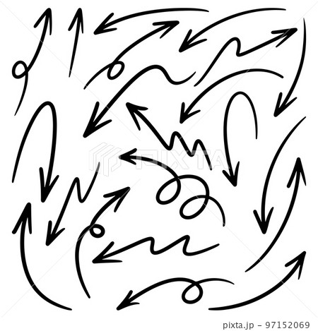 Set of Hand drawn vector arrows doodle on white background. design element vector illustration. 97152069