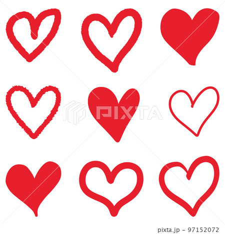 Doodle sketch style of hearts icon vector illustration for concept design. 97152072