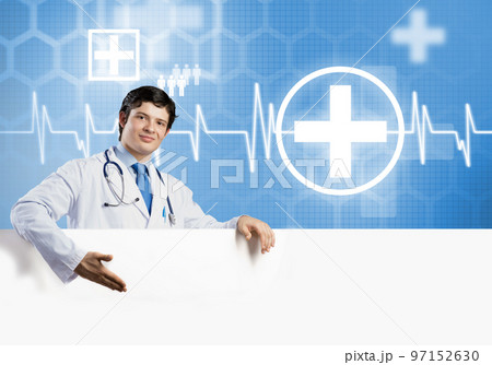 Doctor with banner Doctor with banner 97152630