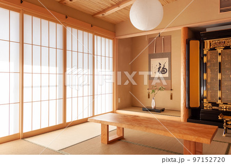 仏壇と床の間のある和室 97152720