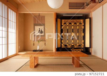 仏壇と床の間のある和室 97152721