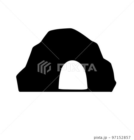 Cave icon. Stone shelter. Entrance to the mountain 97152857