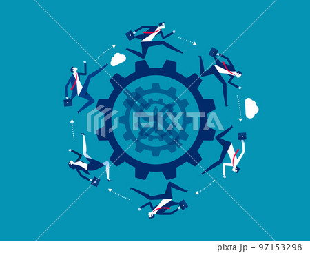 Worker running around business. Business motivation profit vector illustration Worker running around business. Business motivation profit vector illustration 97153298