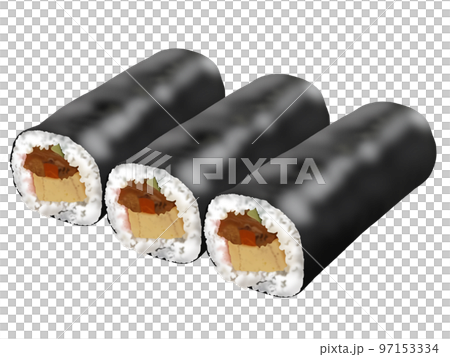 三本並んだ恵方巻 97153334