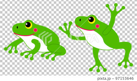 かわいい愛嬌のあるカエルのイラスト2個セット 97153646