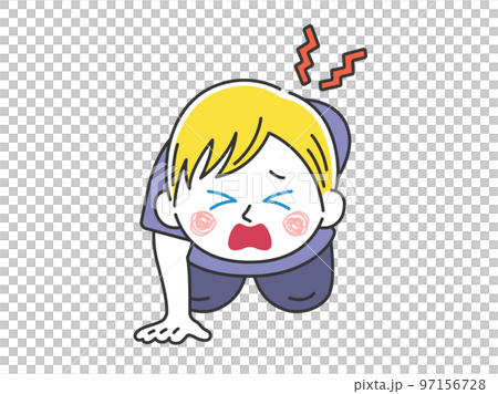 一名白人男子因背痛無法站立的插圖 97156728